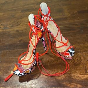 Lace up high heels